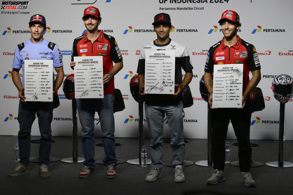 Marc Marquez (Gresini), Francesco Bagnaia (Ducati), Jorge Martin (Pramac) und Enea Bastianini (Ducati) 