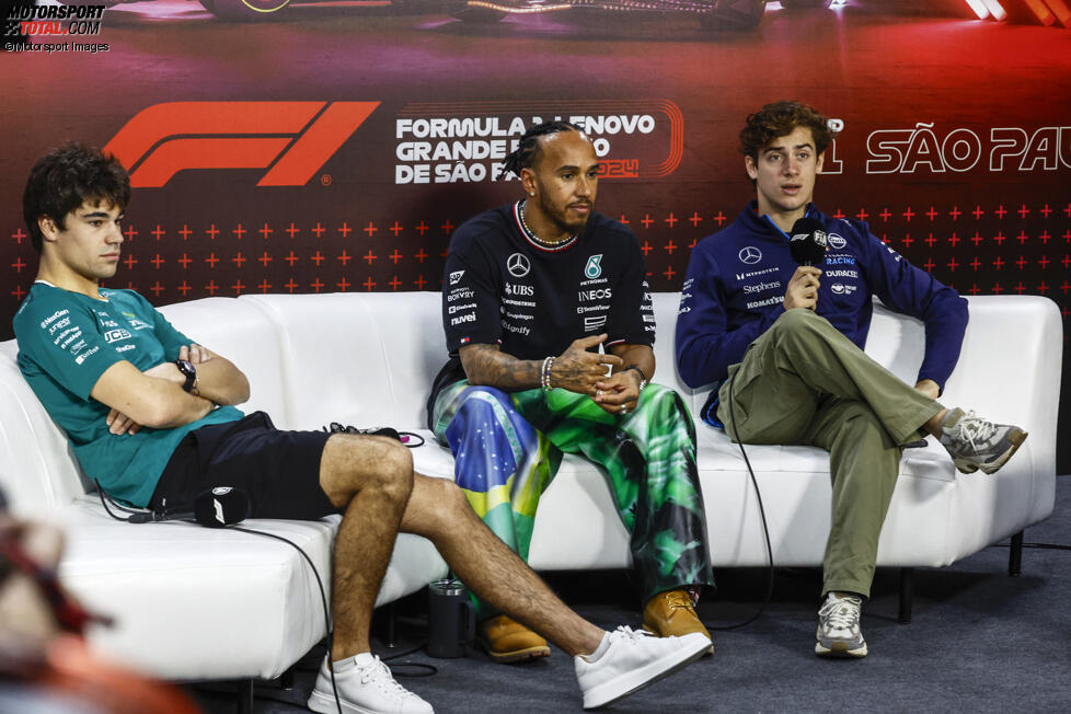 Lance Stroll (Aston Martin), Lewis Hamilton (Mercedes) und Franco Colapinto (Williams) 