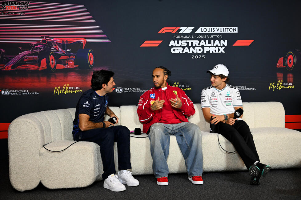 Andrea Kimi Antonelli (Mercedes), Carlos Sainz (Williams) und Lewis Hamilton (Ferrari) 
