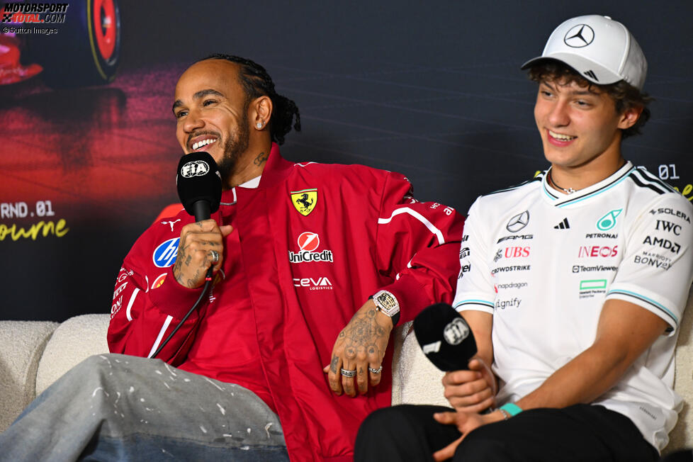 Andrea Kimi Antonelli (Mercedes) und Lewis Hamilton (Ferrari) 