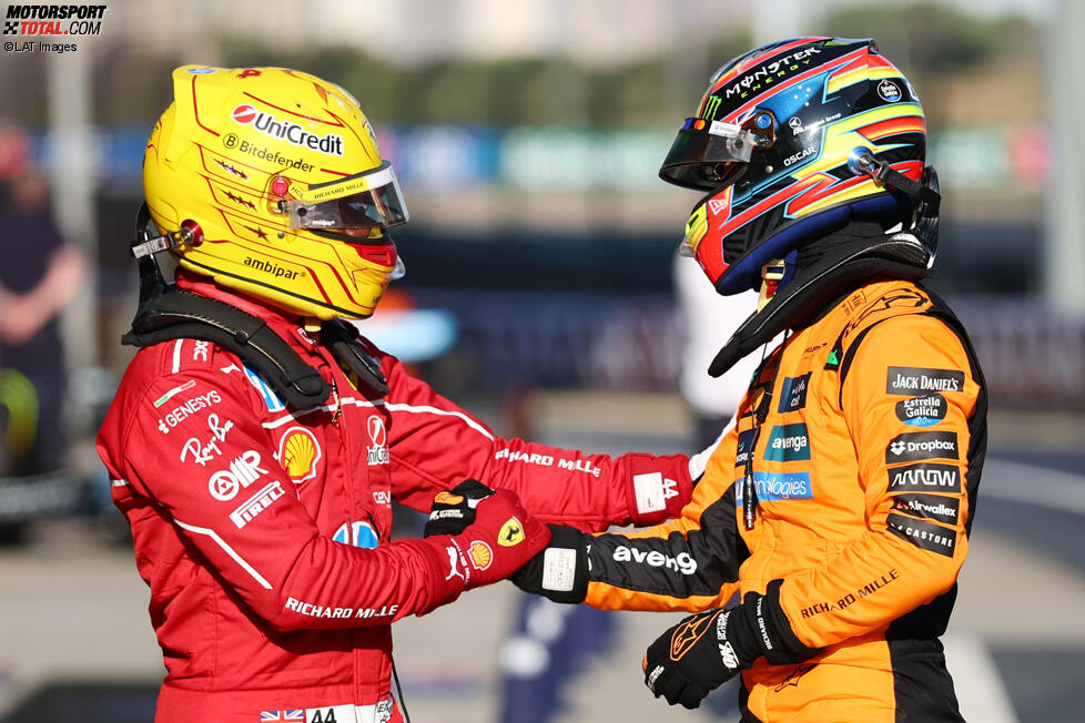 Lewis Hamilton (Ferrari) und Oscar Piastri (McLaren) 