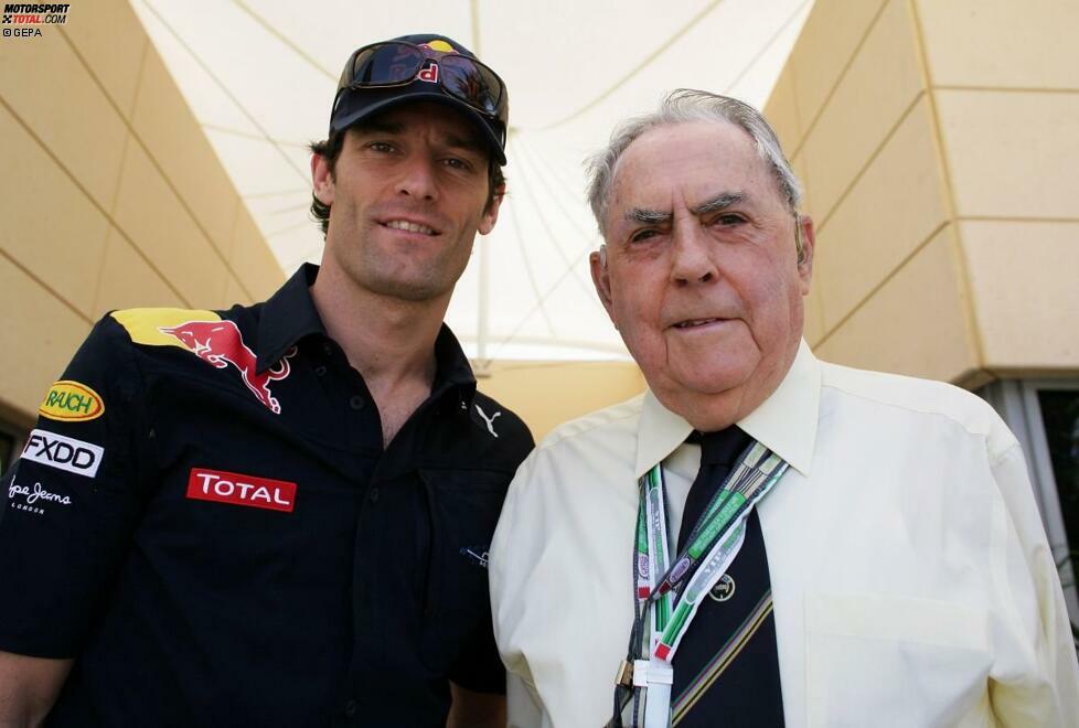 Große Ehre für Mark Webber: Der Australier bekam Besuch von seinem Landsmann Jack Brabham, dem er eines Tages als Formel-1-Weltmeister nachfolgen möchte. Brabham hält viel von Webber, verfolgt die Formel 1 aber nur noch selten vor Ort. Grund dafür ist seine schwere Nierenerkrankung, wegen der er regelmäßig zur Dialyse muss.