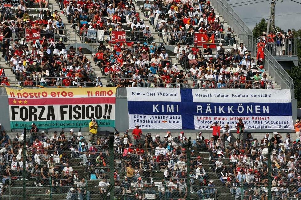 Ein Jahr zu spät: Für die Fans von Giancarlo Fisichella und Kimi Räikkönen ist anscheinend die Zeit stehen geblieben.