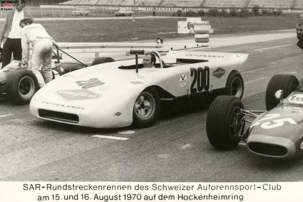 1970 feiert Sauber mit dem C1 einen Sieg in Hockenheim. Er sitzt noch selbst am Steuer.
