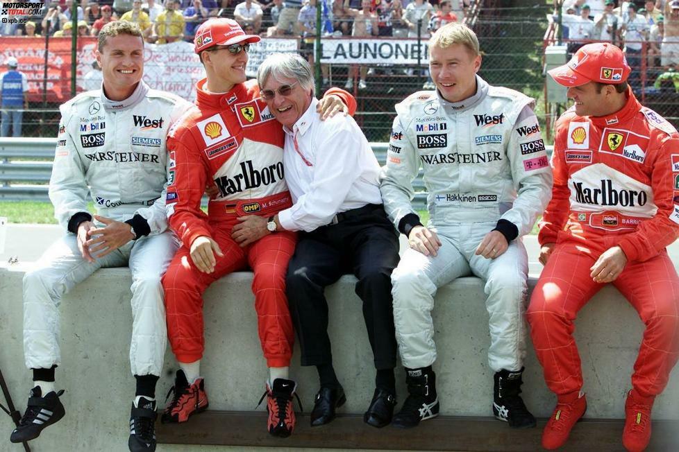 Gruppenfoto mit den Ferrari- und McLaren Stars in Budapest 2000.