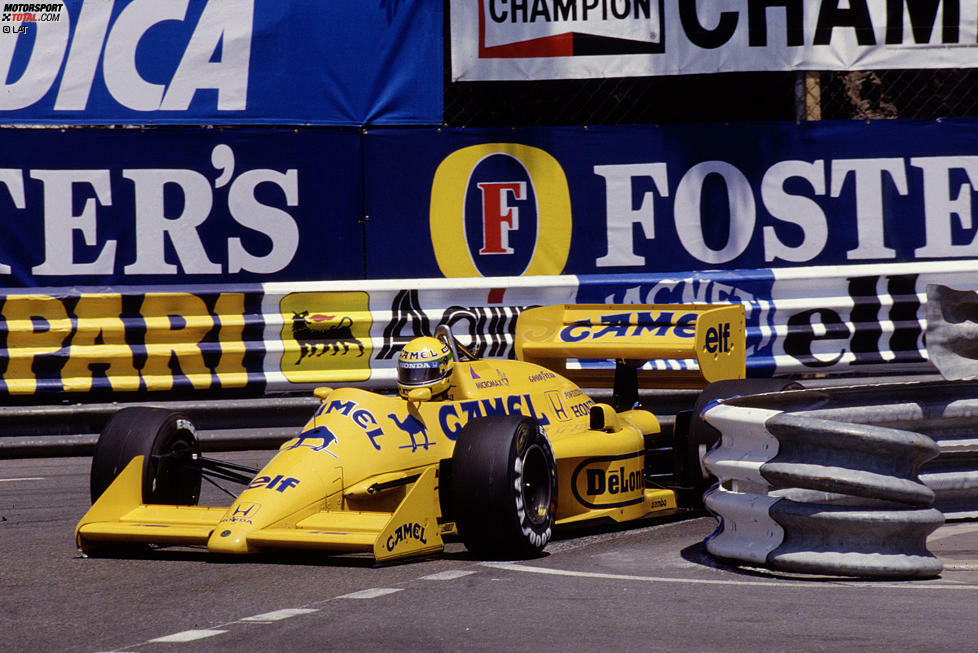 Nun in Gelb: Lotus färbt für 1987 wegen Hauptsponsor Camel um und sammelt erste Erfahrungen mit der aktiven Radaufhängung. Sechs Siege in drei Jahren holt Senna mit Lotus - für lange Zeit die letzten des Rennstalls. Dennoch sind Senna zwei Siege pro Saison zu wenig. Ende 1987 verlässt er das Team und wechselt zu McLaren - der Nummer 1 im Grand-Prix-Sport.