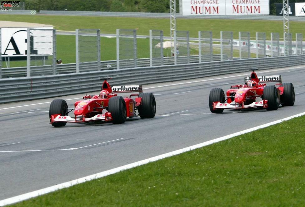 1 Million Dollar: Teamorder-Affäre von Ferrari beim Großen Preis von Österreich auf dem A1-Ring 2002, als der führende Rubens Barrichello auf Anweisung von Teamchef Jean Todt (