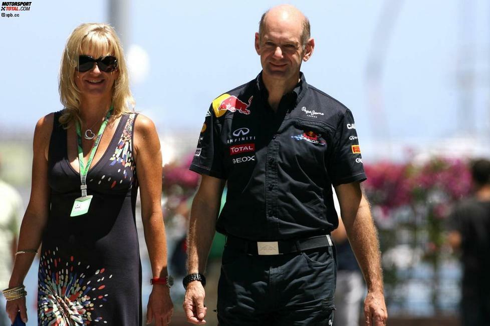 Red-Bull-Stardesigner Adrian Newey kam diesmal in Begleitung seiner Ehefrau Marigold.