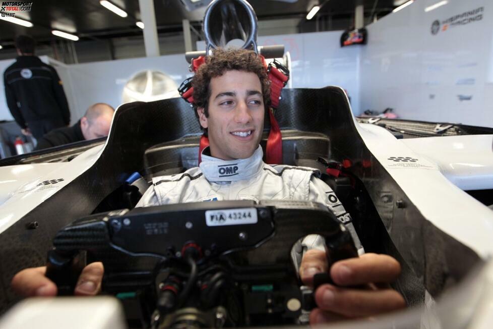 Ein neues Gesicht: Daniel Ricciardo, hoch gehandelter Red-Bull-Junior und möglicher Nachfolger von seinem australischen Landsmann Mark Webber, kam in Silverstone zu seiner Grand-Prix-Premiere. Mehr als der letzte Platz war im HRT aber nicht möglich.