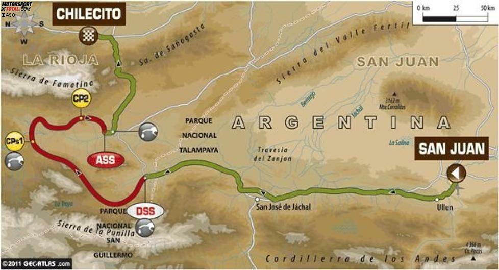 04. Januar: San Juan - Chilecito
714 Gesamtkilometer, 326 Kilometer Wertungsprüfung
Die Top-Fahrer werden die Fahrt durch die ausgetrockneten Flussbetten genießen. Dabei haben sie vielleicht auch ein wenig Zeit, die spektakulären Canyons der Region Rioja zu bestaunen. Eine konstante Pace wird in dieser Wertungsprüfung aber wohl niemand fahren können.