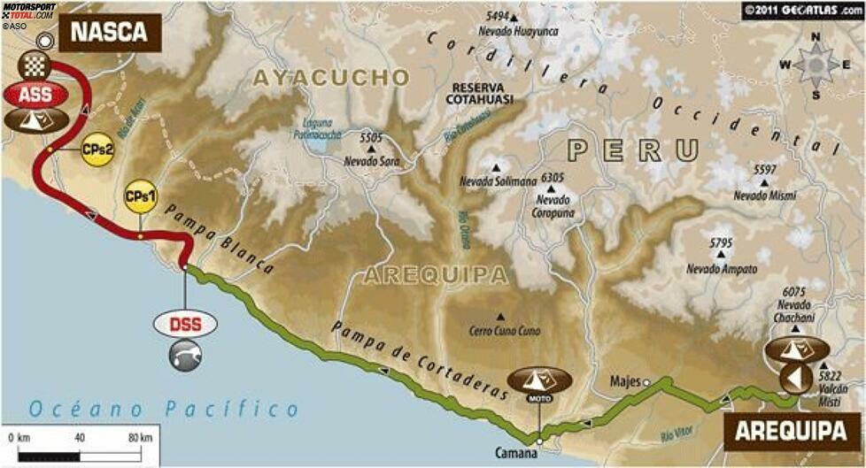 13. Januar: Arequipa - Nasca
505 Gesamtkilometer, 246 Kilometer Wertungsprüfung
Die 