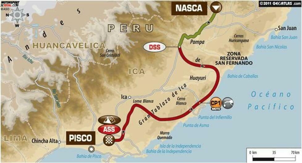 14. Januar: Nasca - Pisco
352 Gesamtkilometer, 276 Kilometer Wertungsprüfung
Die Dünen in diesem Teil von Peru sind majestätisch. Damit erhalten sie auch die Spannung aufrecht. Es kommt darauf an, sich nicht verwirren zu lassen, denn viele Täler sehen gleich aus, schnell passieren Fehler.