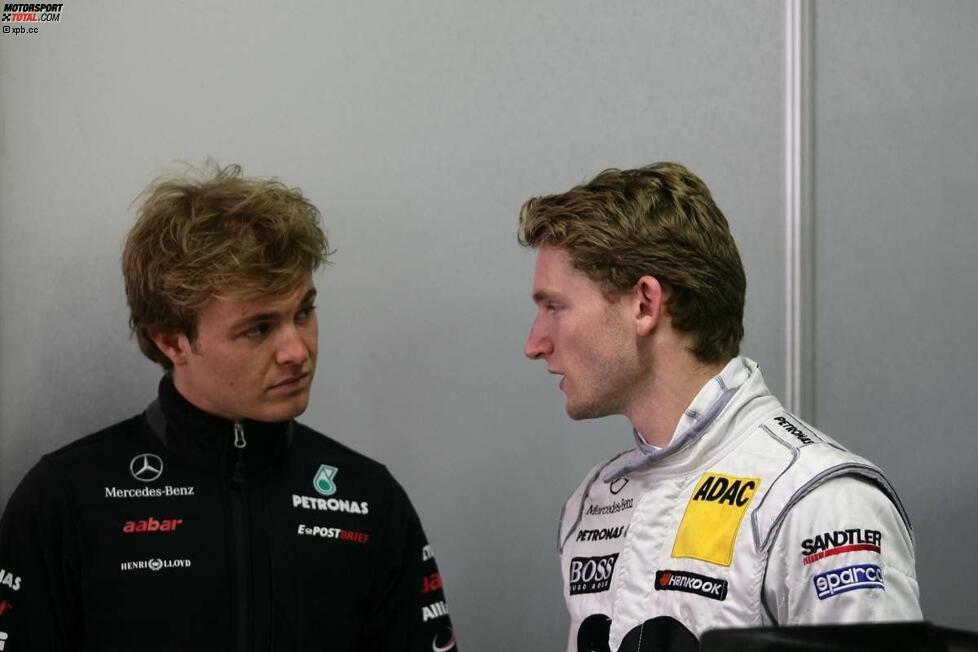 Maro Engel tauschte sich unterdessen in seiner Mercedes-Box mit Mercedes-Formel-1-Pilot Nico Rosberg aus. Die beiden kennen sich bestens, sind quasi als Nachbarn in Monaco aufgewachsen.