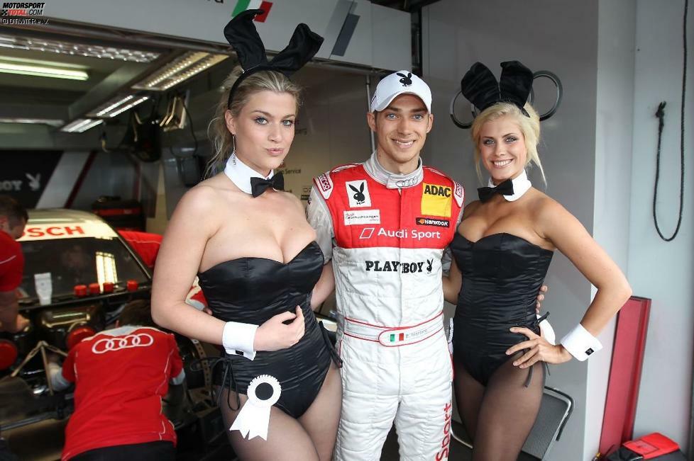 Audi-DTM-Rookie Edoardo Mortara durfte sich unterdessen an sein neues Arbeitsumfeld gewöhnen. Man kann kaum schönere Sponsoren erwischen...