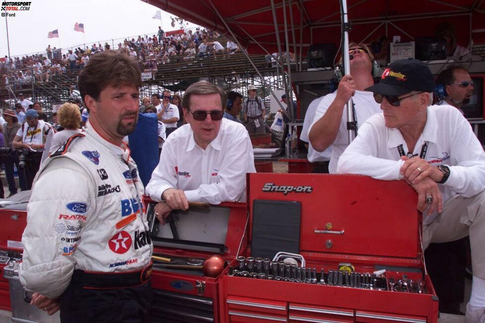 Michael Andretti (hier mit Carl Haas und dem 2008 verstorbenen Paul Newman) saß insgesamt zehn Jahre in einem Newman/Haas-Boliden (1989-1992 und 1995-2000)