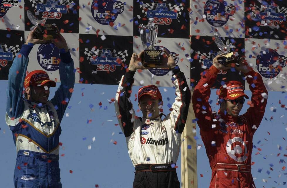 Nachfolger Cristiano da Matta gewann 2002 den ChampCar-Titel (hier in Elkhart Lake mit Alex Tagliani und Bruno Junqueira)