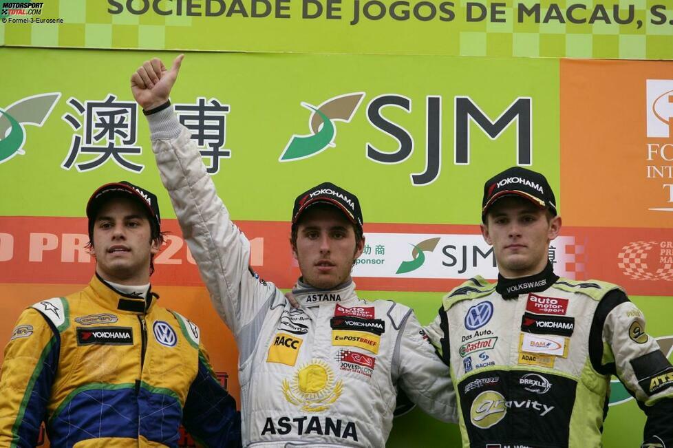 Zum Schluss die Top 3 der Formel 3 von 2011: Daniel Juncadella gewinnt vor Felipe Nasr und Marco Wittmann. Am 18. November 2012 werden ihre Nachfolger gesucht.