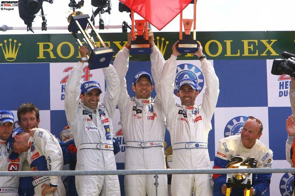 Marc Gene, Alexander Wurz und David Brabham fuhren mit dem 908 HDi FAP zum Sieg und wollten diesen Titel im Folgejahr nur zu gern verteidigen.