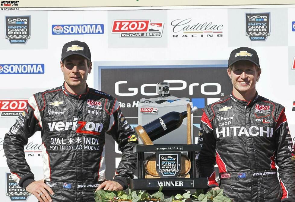 In Sonoma gewinnt Ryan Briscoe (rechts) vor Will Power - aus der Sicht von Team Penske war dies der falsche Pilot im Kampf um die IndyCar-Krone