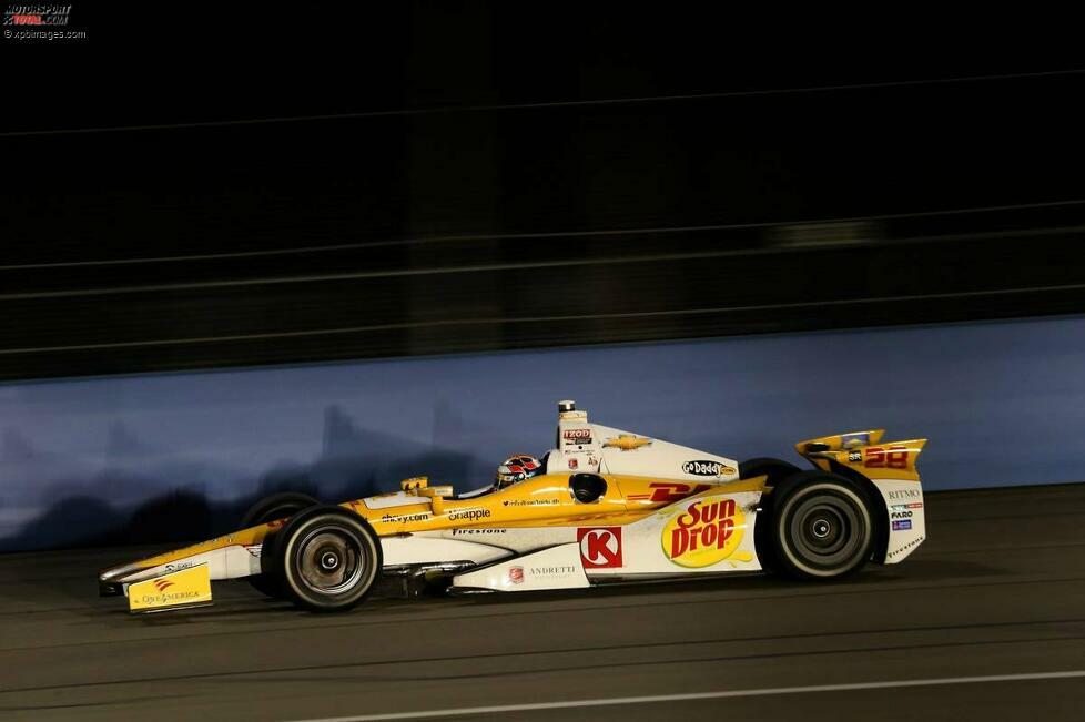 Ryan Hunter-Reay in seinem gelben Andretti-Chevrolet mit der Startnummer 28 - Rang vier in Fontana reicht zum Titel!