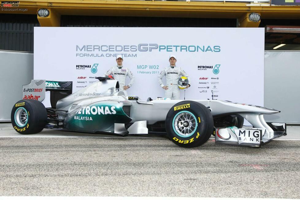 Guter Hoffnung startet das Mercedes-Dreamteam in die zweite Saison. Vom Prunk der ersten Präsentation ein Jahr zuvor ist nichts mehr zu spüren. Man hat Bescheidenheit gelernt.