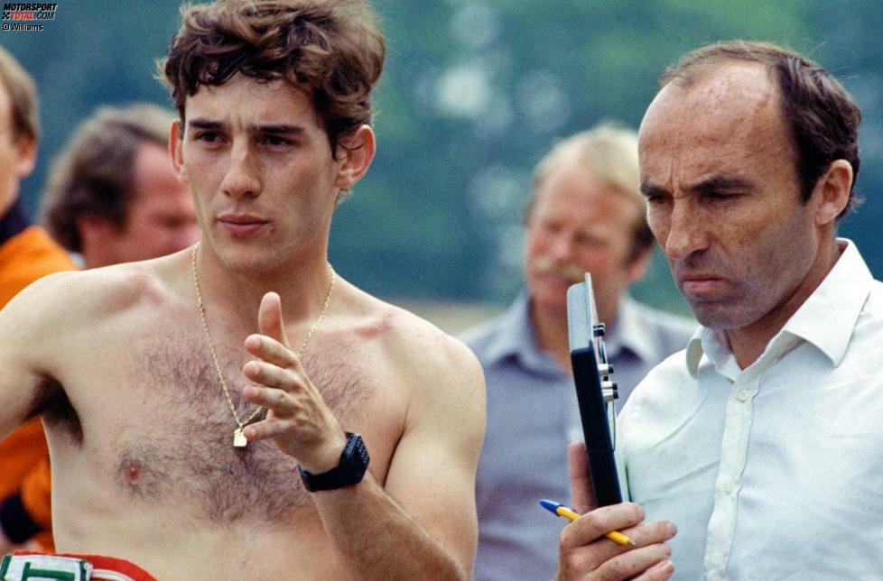 Frank Williams (rechts) möchte den jungen Brasilianer gern verpflichten, hat aber kein Cockpit frei. Also dockt Senna 1984 bei Toleman an, dem Vorläufer-Team von Benetton, Renault und, seit dieser Saison, Lotus.