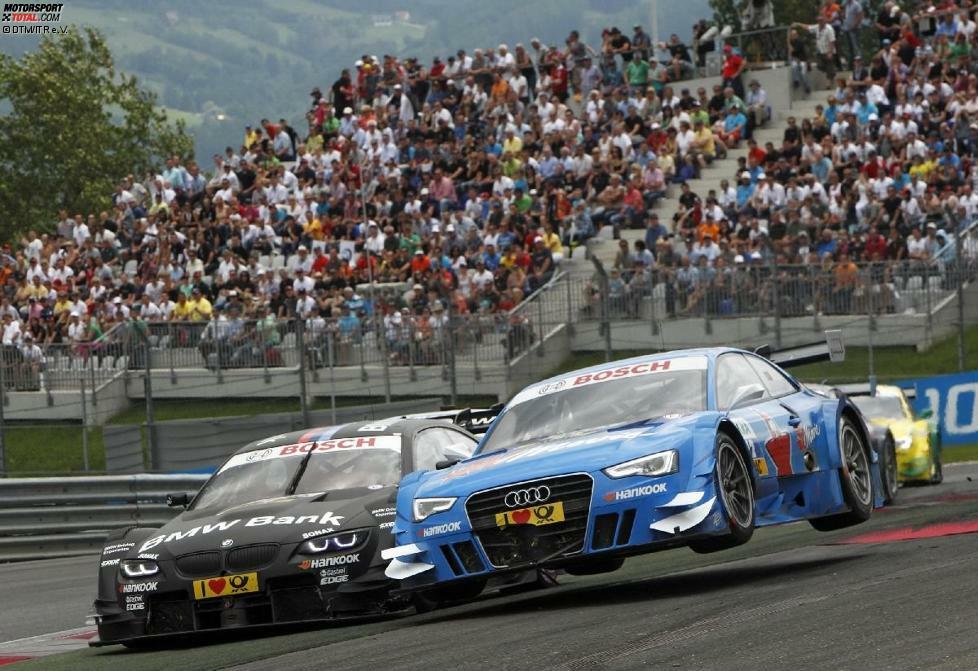 Guten Flug, Herr Albuquerque: Der Audi-Pilot erfuhr dank Bruno Spengler, dass die Randsteine in Spielberg auch als Skisprung-Schanze taugen.