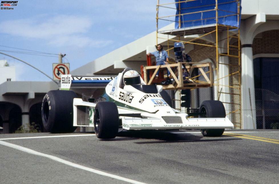 Der FW06 für die Saison 1978 ist das erste selbstgebaute Williams-Chassis aus der Feder von Patrick Head. Alan Jones fährt damit beim US-Grand-Prix in Long Beach auf das Podium. Sieger: Carlos Reutemann auf Ferrari, ein künftiger Williams-Pilot.