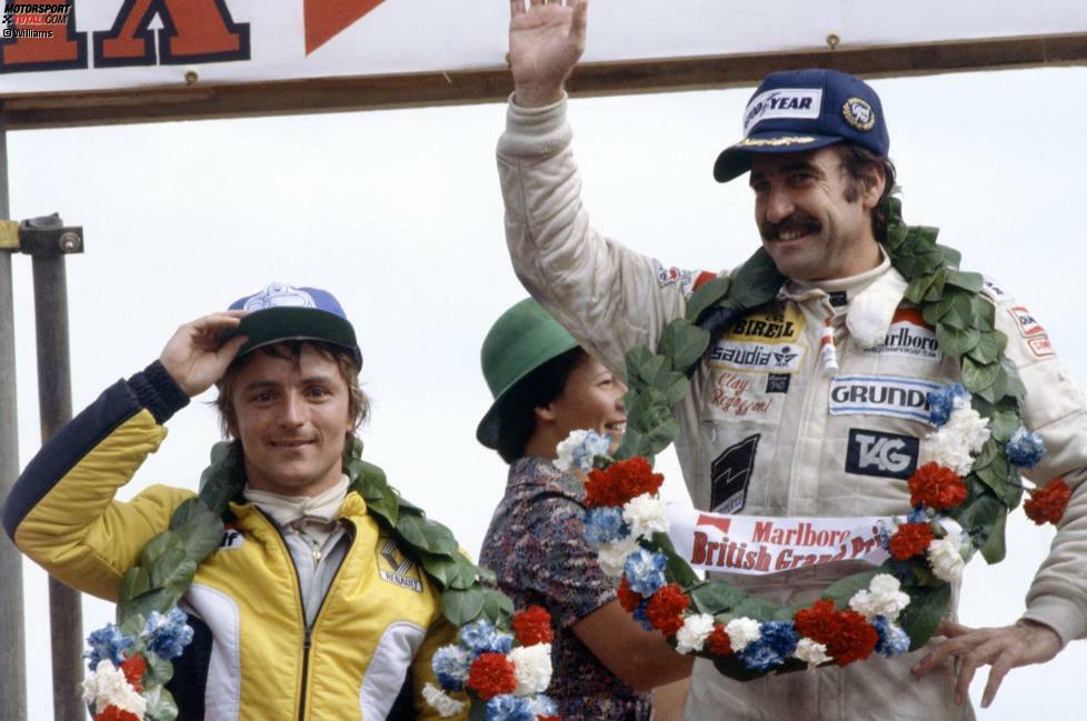 In den ersten sechs Rennen der Saison 1979 geht Williams komplett leer aus, doch plötzlich platzt der Knoten: Der Schweizer Clay Regazzoni beschert dem britischen Rennstall ausgerechnet beim Heim-Grand-Prix in Silverstone den ersten Sieg - mit fast einer halben Minute Vorsprung.