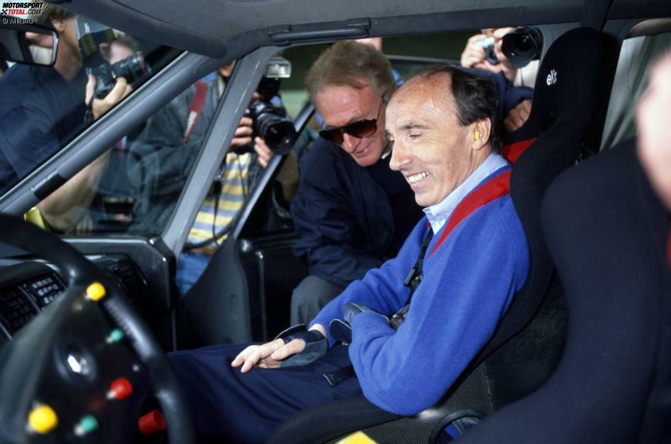 Frank Williams beim Grand Prix von Frankreich 1995, in einem Renault Espace.