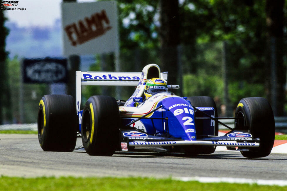 Ayrton Senna beim tragischen Grand Prix von San Marino 1994 in Imola. Sein erstes Formel-1-Auto ist ein Williams gewesen, sein letztes ist es ebenfalls.