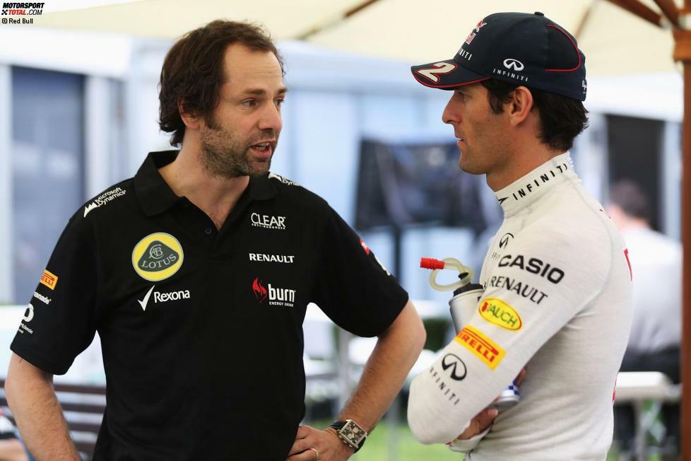 Tratsch mit dem früheren Renningenieur: Ciaron Pilbeam war jahrelang der Mann an Webbers Boxenfunk, wechselte Ende vergangenen Jahres aber zu Lotus. Webber arbeitet 2013 mit Simon Rennie zusammen. Der wiederum kam von Lotus zu Red Bull.