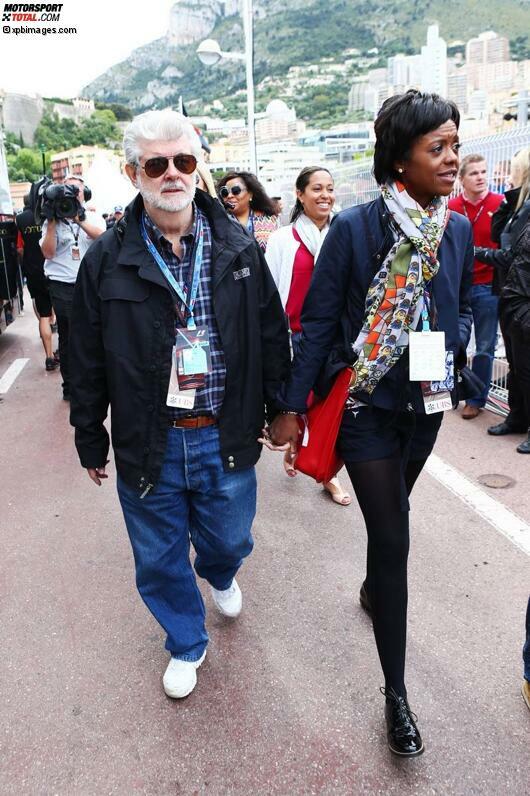 Star-Wars-Erfinder George Lucas, ein treuer Fan der Formel 1 in Monaco, mit seiner Verlobten Mellody Hobson.