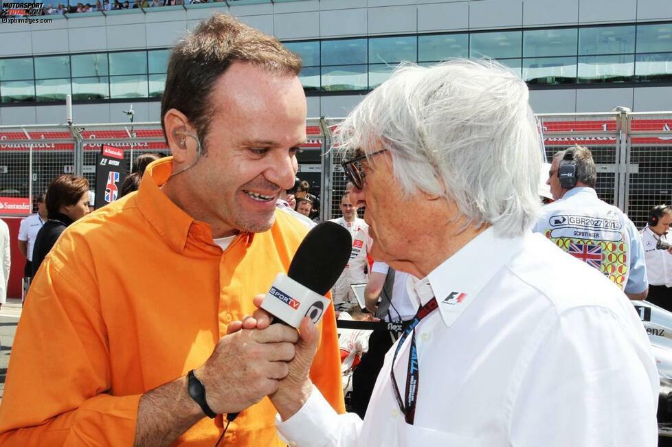 Rubens Barrichello hat nach einem Jahr in der IndyCar-Serie übrigens einen neuen Job als TV-Reporter im brasilianischen Fernsehen. Und als Ex-Fahrer kriegt er sie natürlich alle, Grand-Prix-Zampano Bernie Ecclestone eingeschlossen.