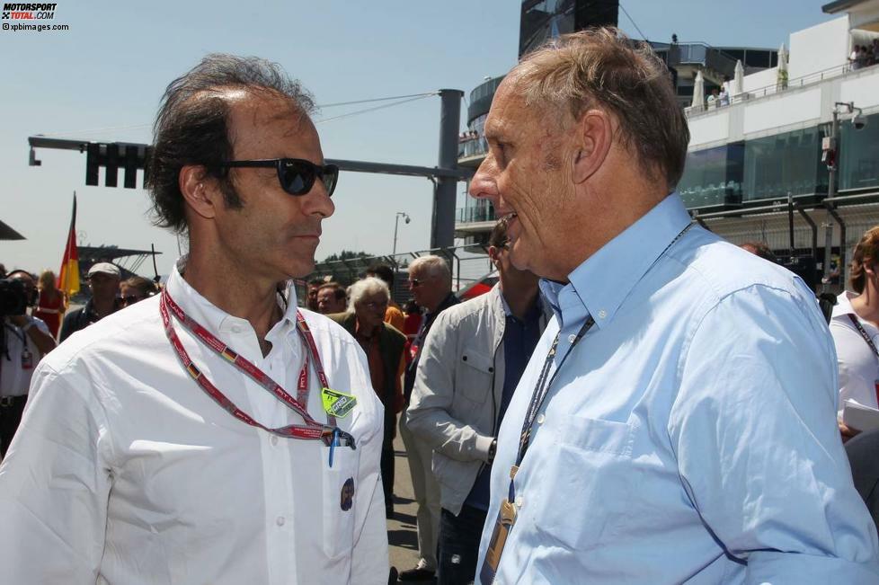 Diese Herren kennen sich gut: Emanuele Pirro ist heute als FIA-Rennkommissar tätig, Hans-Joachim Stuck als Präsident des Deutschen Motor Sport Bundes (DMSB). Wer hätte gedacht, dass ausgerechnet die beiden mal eine Funktionärs-Laufbahn einschlagen würden?