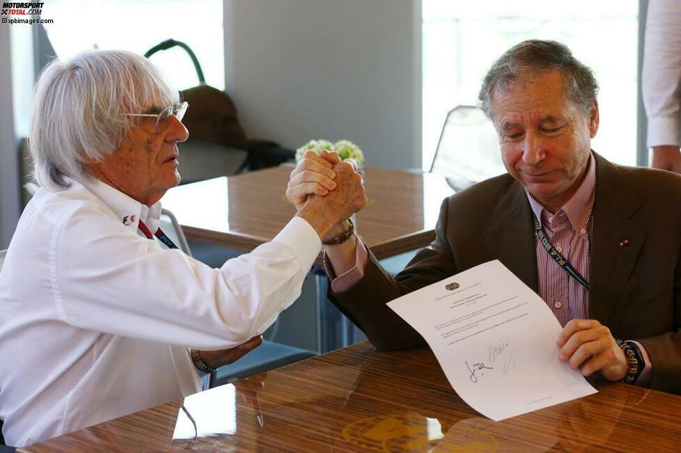 Aber die FIA hat auch gute Nachrichten zu vermelden: Präsident Jean Todt und Bernie Ecclestone sind sich endlich einig geworden, was die Rahmenbedingungen für ein neues Concorde-Agreement angeht. Trotzdem sieht man den beiden an: Es handelt sich eher um eine Zweckehe als um eine echte Freundschaft.
