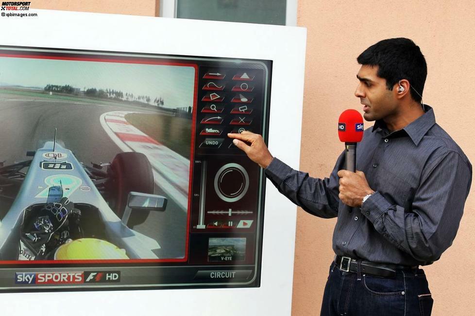 Endlich wieder Arbeit gefunden hat Karun Chandhok, indischer Ex-Grand-Prix-Pilot, der Anthony Davidson als Experten am Sky-Monitor vertreten darf.