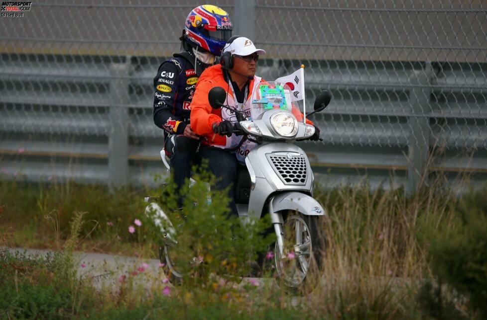 Für Mark Webber ist es wohl der letzte Besuch am Gelben Meer: Auf seiner Abschiedstournee verzeichnet er diesmal einen Ausfall. 