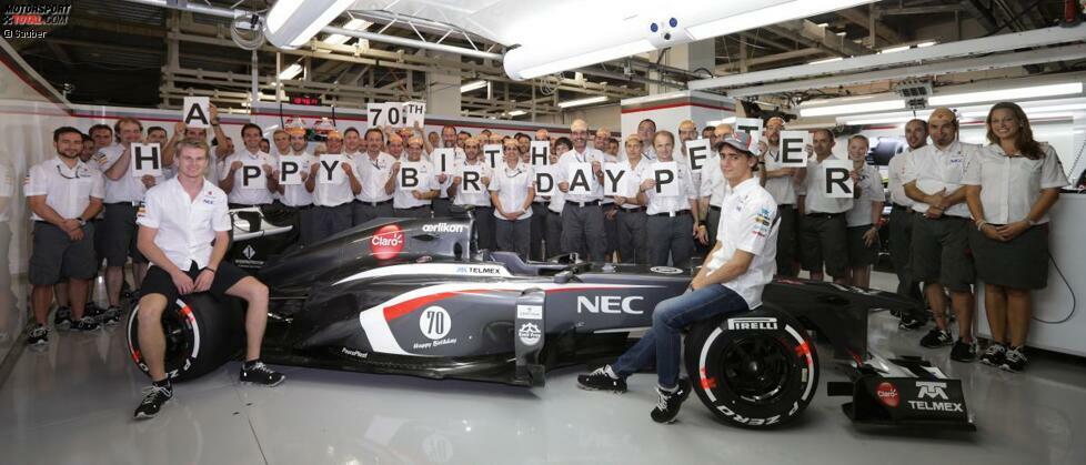 Das Sauber-Team gratuliert seinem Chef Peter Sauber aus dem fernen Japan zum 70. Geburtstag. Zwar können wir keine 14 Punkte verschenken, wie das Nico Hülkenberg und Esteban Gutierrez taten, aber wir schließen uns den Gratulationen an!