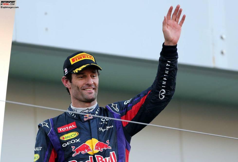 Mark Webber (Chancen: ****): Dass der Australier ausgerechnet auf seiner Abschiedstournee erstmals seit 2008 ohne einen einzigen Saisonsieg bleiben soll, mag man ihm nicht wünschen. Und dass er jederzeit zur Stelle sein könnte, wenn Sebastian Vettel einmal Pech hat, steht außer Diskussion. Die eigentliche Frage ist: Kann Mark Webber auch aus eigener Kraft gewinnen oder braucht er ein bisschen Glück? In Indien war er jedenfalls schon 2012 fast auf Augenhöhe mit seinem Red-Bull-Teamkollegen, und auch die aktuelle Formkurve stimmt, wie er in Japan demonstriert hat. Dort kostete ihn vor allem die schlechte Strategie den möglichen Sieg.