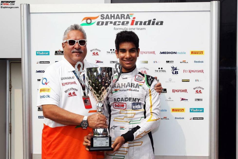 Beim Amtsantritt 2008 in Mumbai hat Vijay Mallya versprochen, beim ersten Indien-Grand-Prix 2010 mit einem Force India und einem indischen Fahrer am Steuer auf dem Podium zu stehen. Aber der Grand Prix kam erst 2011, Force India war in Neu-Delhi noch nie besser als Achter und indischer Fahrer ist weit und breit keiner in Sicht. Oder doch? Mallyas Hoffnungen ruhen auf diesem Mann: Jehan Daruvala, Sieger des Mallya-Castings 