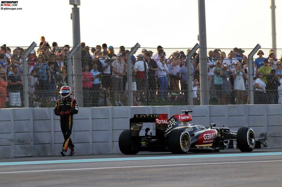 Kimi Räikkönen hat sich nun also doch überreden lassen, in Austin und Sao Paulo noch zu fahren. In Abu Dhabi hatte er aber vom letzten Startplatz keine große Lust auf einen langen Arbeitstag: Nach dem Ausfall in der ersten Kurve wartete er nicht einmal mehr das Ende des Rennens ab, bevor er ins Auto stieg und abreiste.