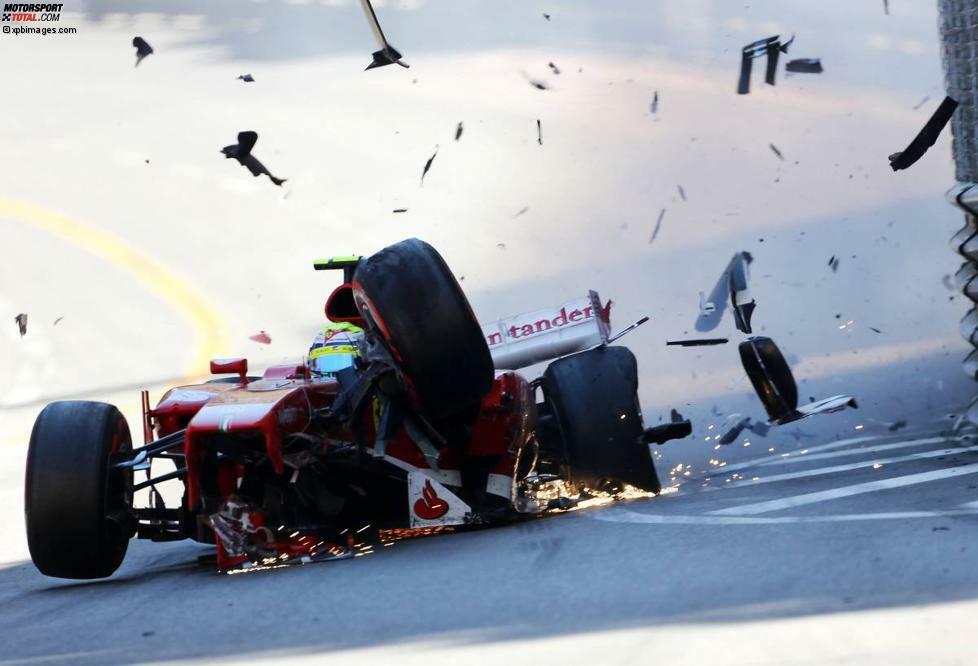 Neben einer insgesamt schwachen Performance in Monaco fällt vor allem Massa auf, der zweimal fast identisch in die Wand kracht.