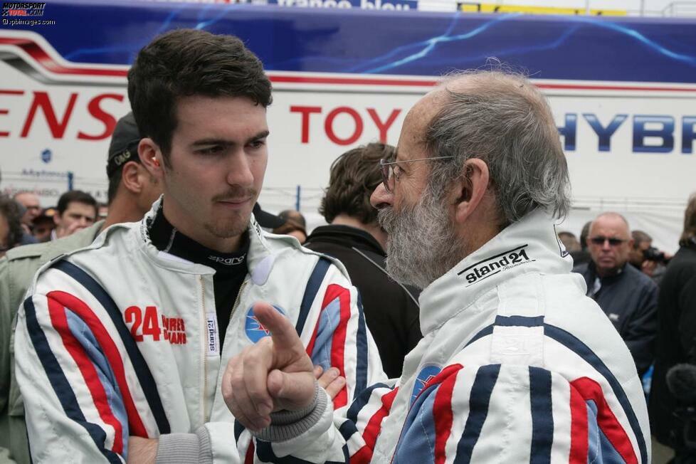 Rekordteilnehmer in Le Mans ist Henri Pescarolo (rechts im Bild). Der französische Ex-Formel-1-Pilot nahm als Fahrer 33 Mal am Langstreckenrennen teil (vier Gesamtsiege). Hinzu kommen die Starts seiner Mannschaft, die er als Teamchef verantwortete. Wegend er Pleite von Pescarolo wird die Le-Mans-Legende 2013 