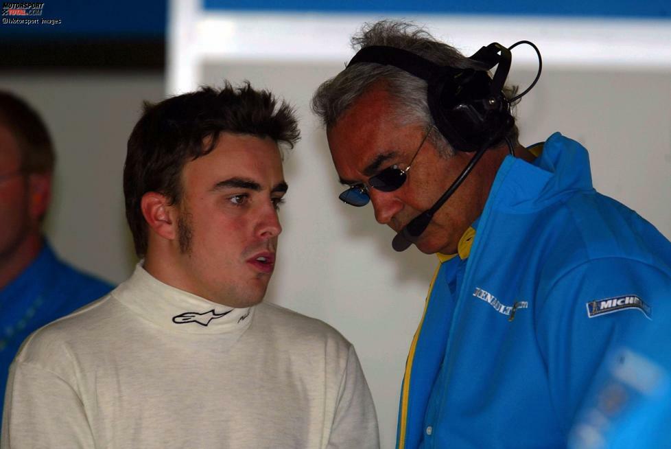 Eine Erfolgsallianz: Briatore ist bei Renault nicht nur Alonsos Teamchef, sondern auch sein persönlicher Manager. Logisch also, dass die Hierarchien klar verteilt sind und Jarno Trulli als Stallgefährte einen schweren Stand hat.