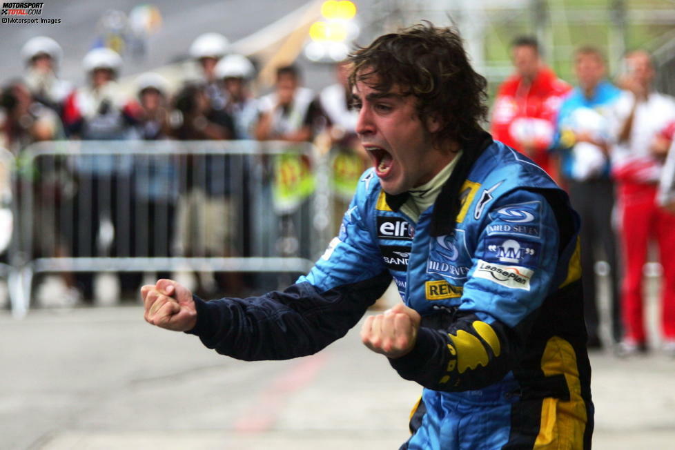 Campeon del Mundo! Zwei Rennen vor Schluss gewinnt Alonso überlegen die Weltmeisterschaft 2005 - als jüngster Champion aller Zeiten. Zumindest bis Vettel kommt...