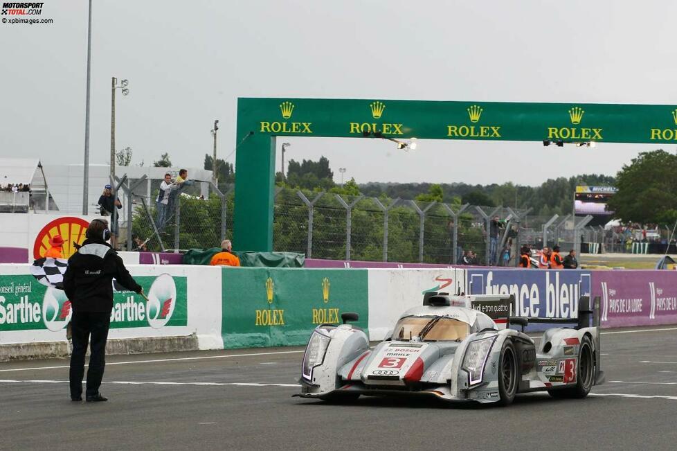 Beste Effizienz: Audi entschied in Le Mans nicht nur die Rennwertung, sondern auch den Effizienzindex für sich. Marc Gené/Lucas di Grassi/Oliver Jarvis gewannen mit der Startnummer 3 die Michelin-Green-X-Challenge vor Duval/Kristensen/McNish und dem Toyota mit der Nummer 7.