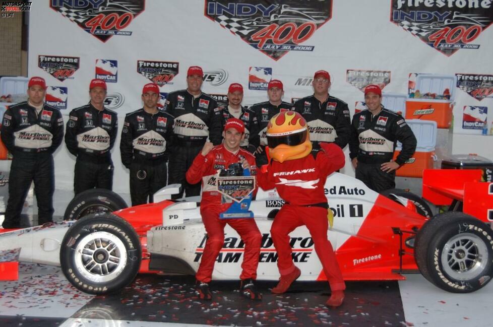 ... auf dem Michigan Speedway, doch über Gesamtrang drei kommt Castroneves trotz Tabellenführung vor dem Saisonfinale auf dem Chicagoland Speedway nicht hinaus. Penske-Teamkollege Sam Hornish Jr. gewinnt den IRL-Titel 2006 im Tie-Break gegen Dan Wheldon (Ganassi).