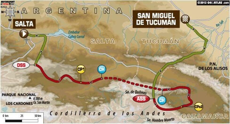 Auf der letzten Etappe vor dem Ruhetag fühlen sich die Teilnehmer auf dem ersten Streckenabschnitt wie in einem Western-Film. Entlang der trockenen, rotstaubigen Route wachsen Kakteen und es geht durch felsige Canyons. Das zweite Teilstück ist dann Neuland für die Dakar. Hier wird es erneut sandig in einer Region, die von starkem Wind und hohen Temperaturen geprägt ist.
12. Januar: Salta - Tucuman
738 Gesamtkilometer
491 Kilometer Wertungsprüfung