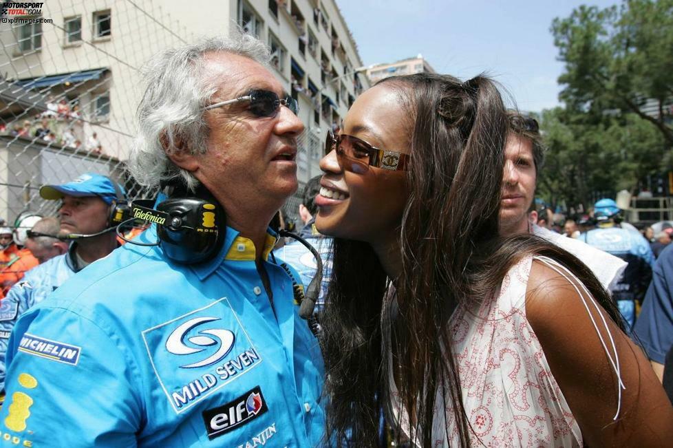 Davor war Briatore mit allem im Bett, was er in die Finger bekommen konnte. Formel-1-Lady Giovanna Amati soll er ebenso verführt haben wie US-Popstar Mariah Carey. Danach begann seine Supermodel-Phase mit Elle Macpherson und Naomi Campbell (Foto), deren Temperament dem Grand-Prix-Boss irgendwann zu viel wurde.